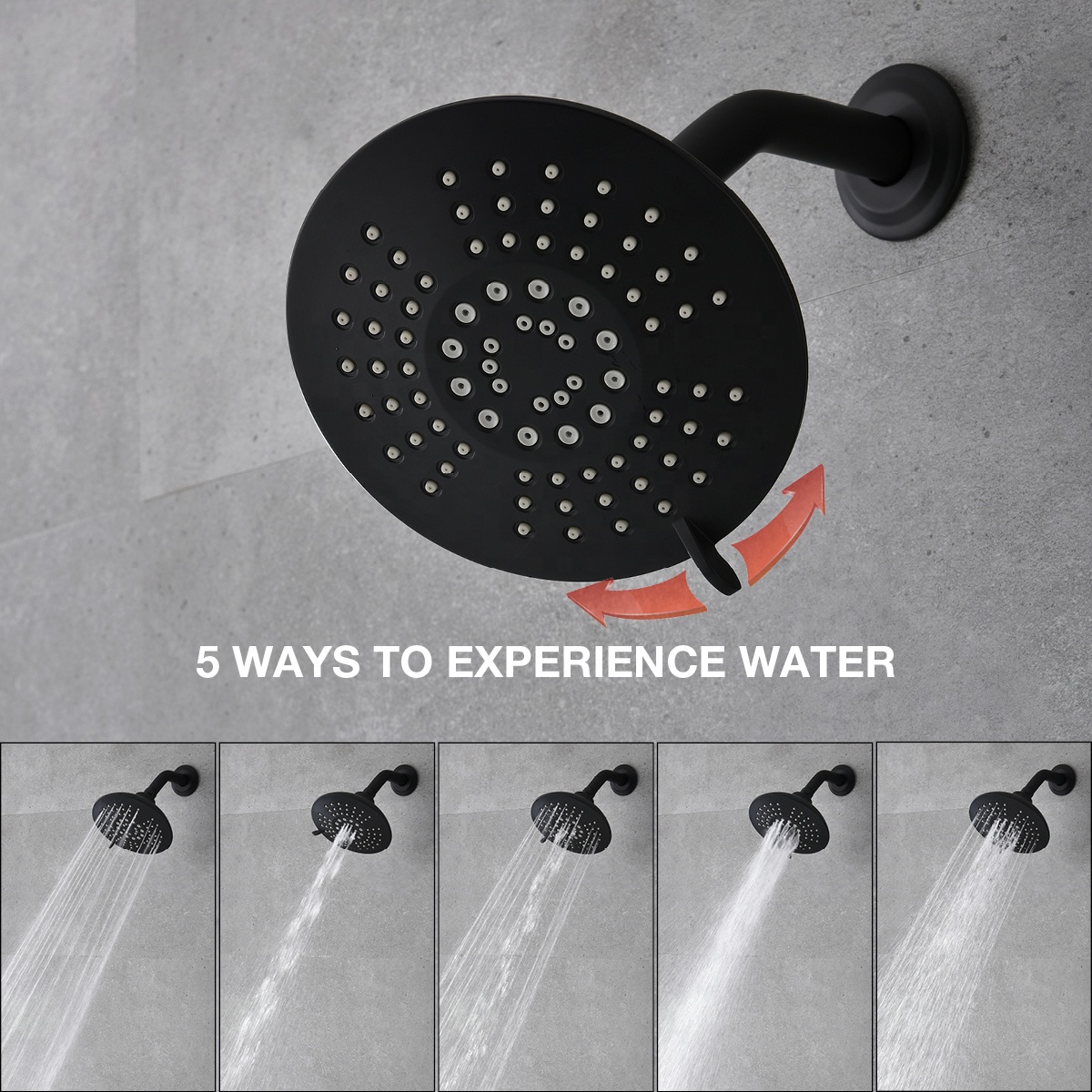 Сделано в Китае Черный смеситель для душа Rain Fall Bath Смеситель для душа скрытый