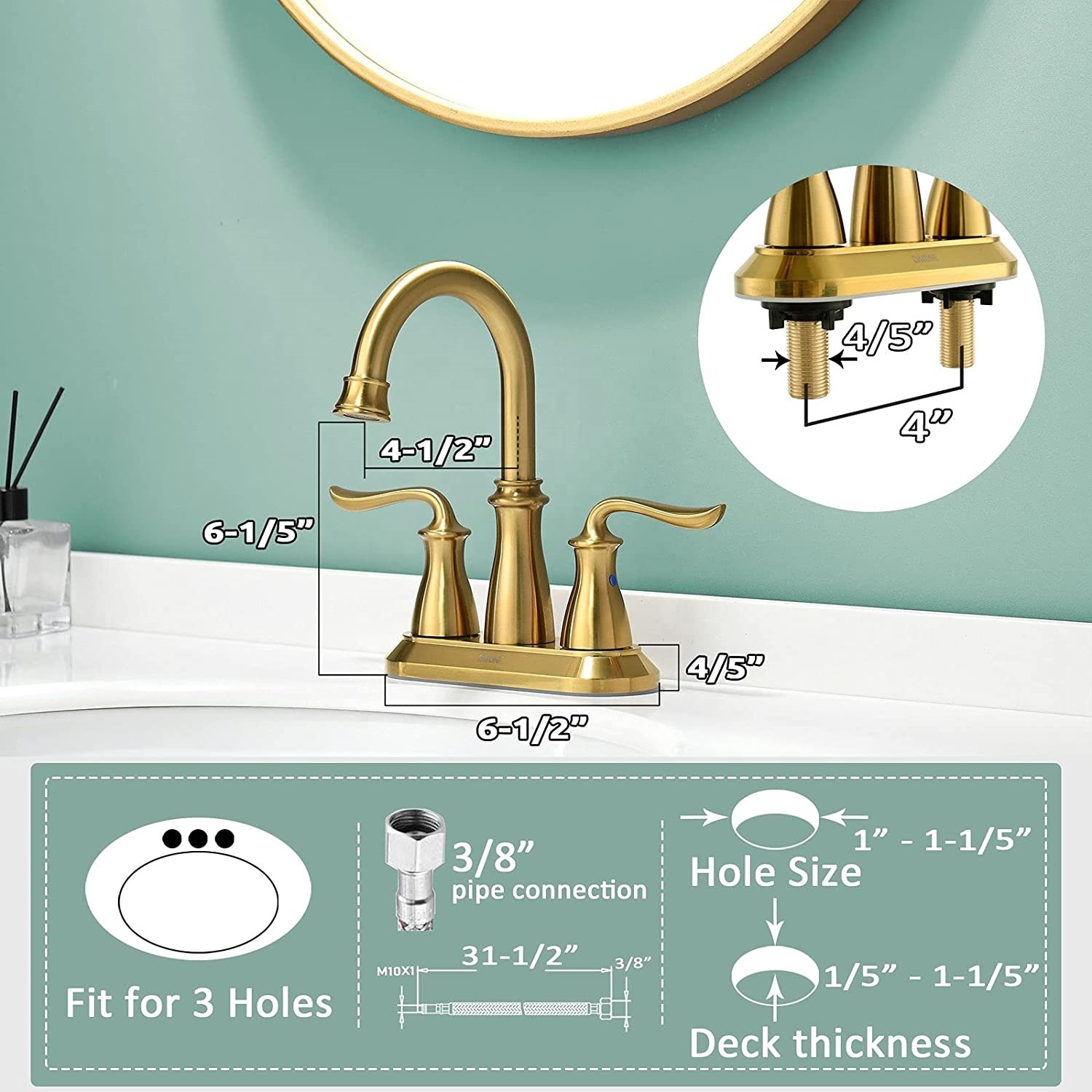 Роскошный 4-дюймовый смеситель Minispread Матовый золотой кран Смеситель для умывальника Смеситель для ванной комнаты
