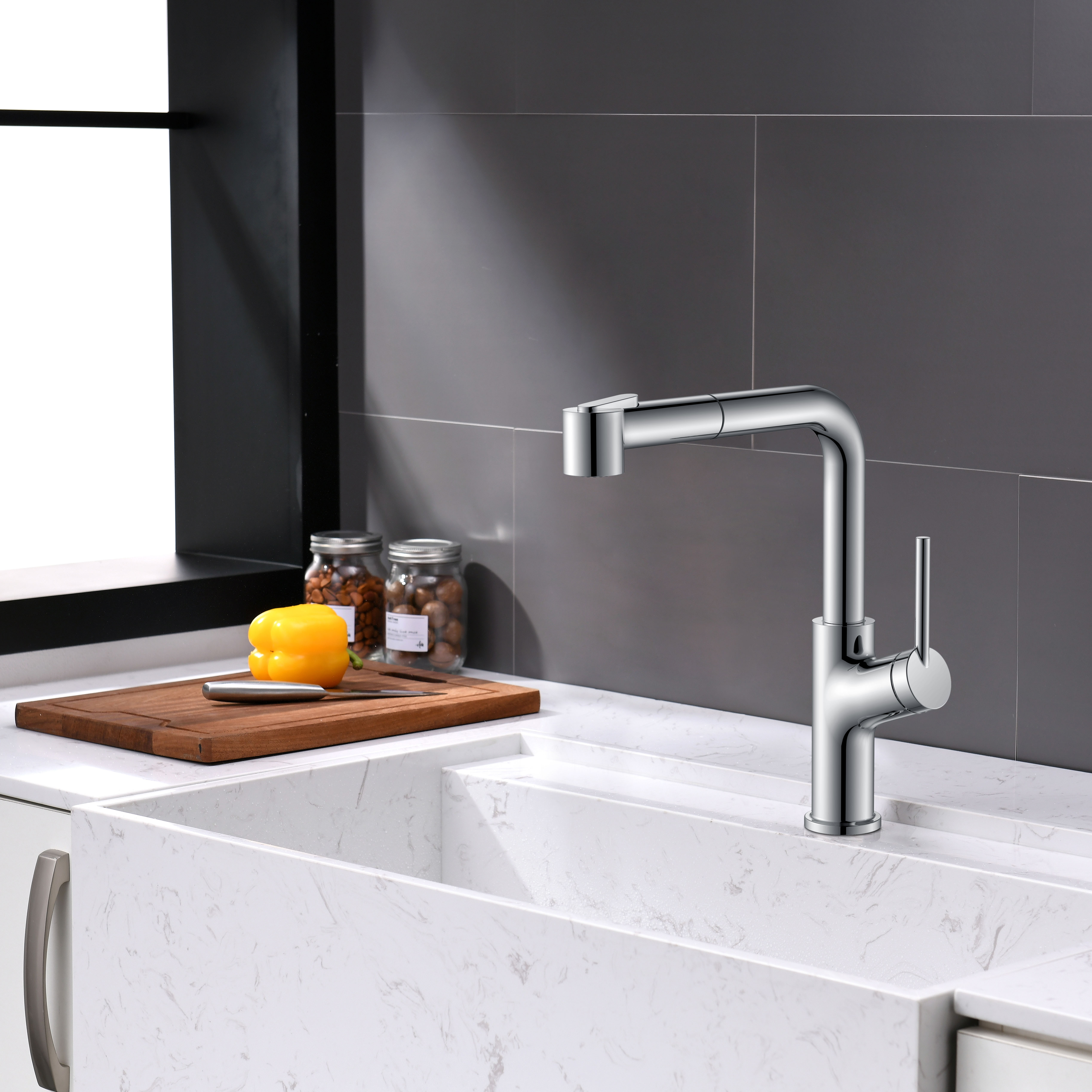 Черный кухонный смеситель Chrome Modern Kitchen Faucets Pullout