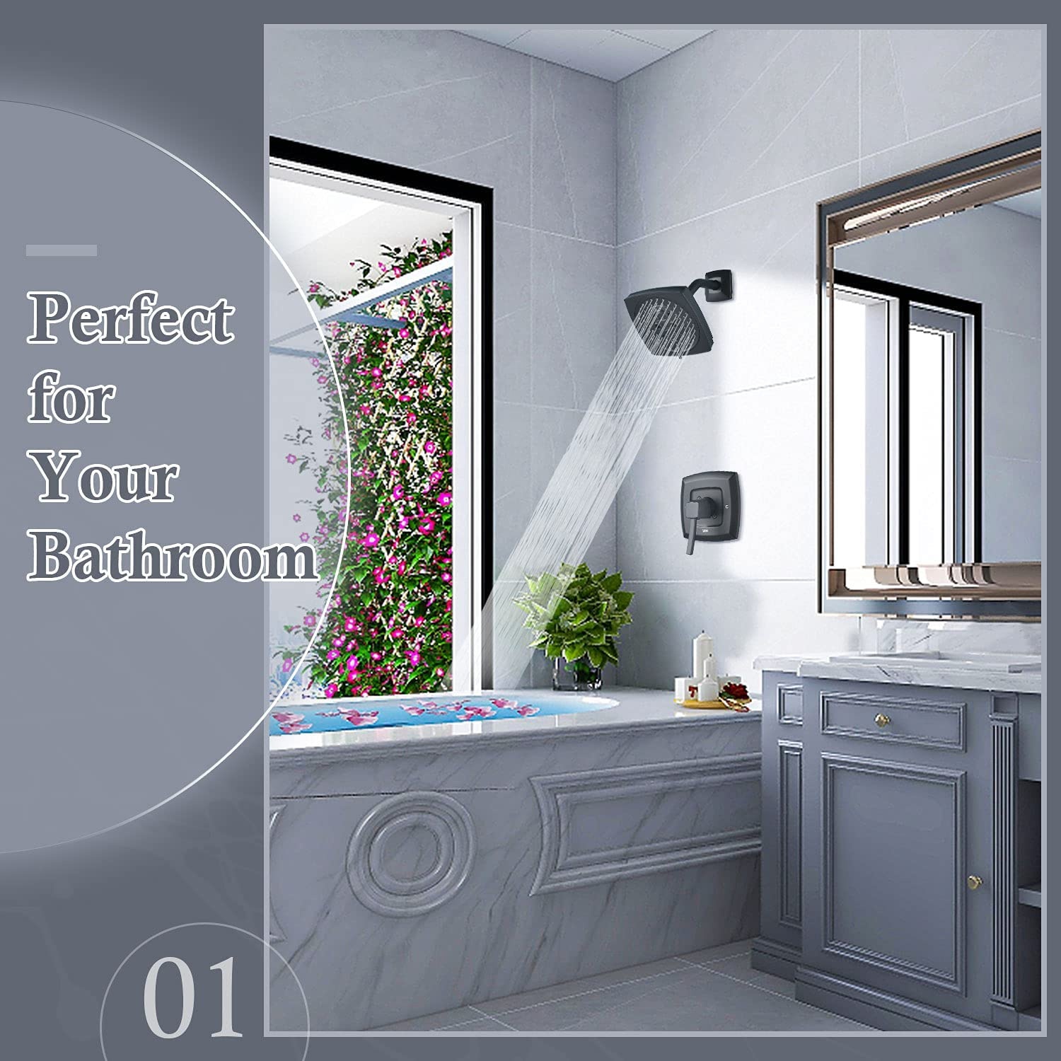 Гарантия качества Самый продаваемый отель Ванная комната Смеситель для тропического душа Набор Черный набор для ванны