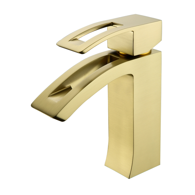 Квадратный одиночный смеситель для ванной комнаты с золотым водопадом Фаусетс для ванной комнаты с ручкой